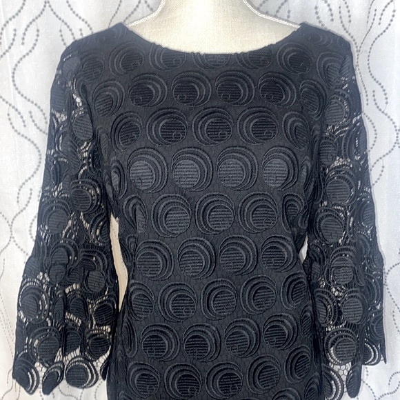 RSVP by Talbots Black Flounce-Sleeve Lace Dress - Picture 3 of 10